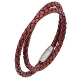 Stack Time Brick Red Double Wrap Mens Leather Bracelet Alt View