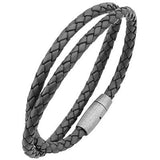Stack Time Smoky Gray Double Wrap Mens Leather Bracelet Alt View