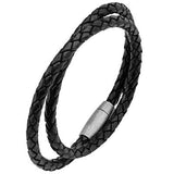 Stack Time Black Double Wrap Stackable Mens Leather Bracelet Alt View