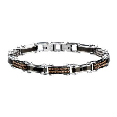Two-Sided Bracelet DOUBLE TROUBLE Black and Rose Gold Steel