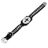 Cross Bracelet LIFEGUARD in Black Leather with Onyx Stone Flat View