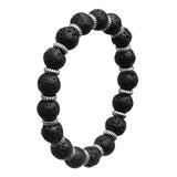 In Gear Steel Gear Discs Black Lava Mens Bead Bracelet Alt View