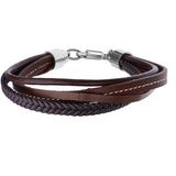 4-Way Brown Four Cord Multi-Style Leather Mens Bracelet