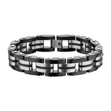 BLACK STRIPE Mens Bracelet in Stainless Steel