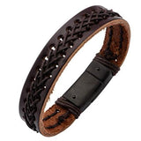 Brown Leather Mens Bracelet ALHAMBRA with Leather Cord