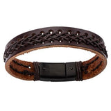 Brown Leather Mens Bracelet ALHAMBRA with Leather Cord Alt View
