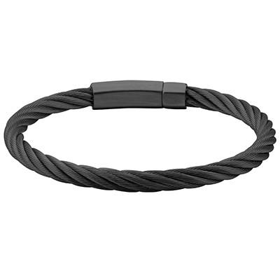 Suspension Black Steel Mens Industrial Cable Bracelet