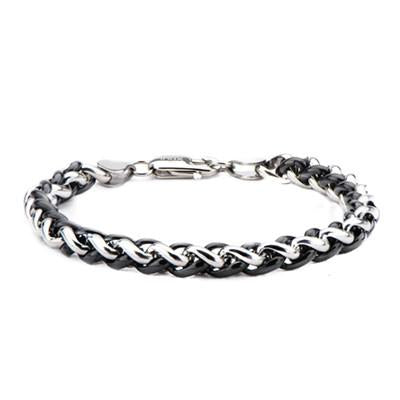Internecto Black Bright Woven Steel Wheat Chain Bracelet