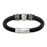 Mens Bracelet CELTIC KNOT in Steel and Braided Leather Alternate View