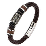 Fleur De Lis Bead THE SAINT BRACELET in Brown Leather