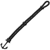 Ahoy Anchor Black Steel Mens Double-Strap Leather Bracelet Flat View