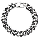 Mens Black and Steel Bracelet BLACKJACK Steel Curb Link