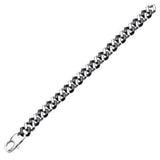 Mens Black and Steel Bracelet BLACKJACK Steel Curb Link Flat View