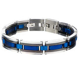 Arctic Blue, Black and Natural Steel Modern Mens Bracelet