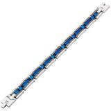 Arctic Blue, Black and Natural Steel Modern Mens Bracelet Flat View