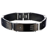 Triptych Gunmetal IP Steel CZ Stones Mens Bracelet 