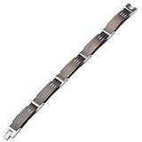 Triptych Gunmetal IP Steel CZ Stones Mens Bracelet Flat View