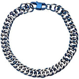 Steely Blue Stainless Steel Modern Mens Curb Chain Bracelet Top View