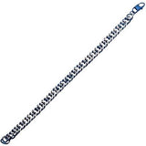 Steely Blue Stainless Steel Modern Mens Curb Chain Bracelet Flat View