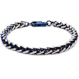 Blue Edge Natural and Blue Steel Mens Franco Link Bracelet