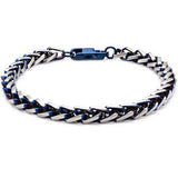 Blue Edge Natural and Blue Steel Mens Franco Link Bracelet