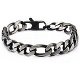 Dusk Natural and Black Steel Mens Figaro Link Bracelet