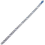 Blue Tint Natural and Blue Steel Mens Figaro Link Bracelet Flat View