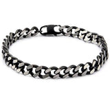 Cutting Edge Black and Natural Steel Flat Edge Curb Bracelet