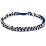 Blue Edge Natural and Blue Steel Mens Franco Link Bracelet