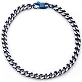 Blue Edge Natural and Blue Steel Mens Franco Link Bracelet Top View