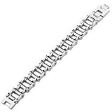 Motor City Mens Bike Chain Bracelet in Stainless Steel Flat View