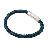 Intersect Blue Steel Black Rubber Woven Mens Bracelet