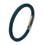 Intersect Blue Steel Black Rubber Woven Mens Bracelet Alt View 1