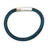 Intersect Blue Steel Black Rubber Woven Mens Bracelet Alt View 2