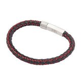 Intersect Red Steel Black Rubber Woven Mens Bracelet