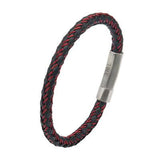 Intersect Red Steel Black Rubber Woven Mens Bracelet Alt View 2