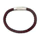 Intersect Red Steel Black Rubber Woven Mens Bracelet Alt View 1