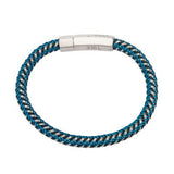 Trifecta Blue, Black and Natural Steel Mens Woven Bracelet Alt View 2