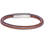 Autumn Burnt Orange Steel Cable Woven Mens Bracelet