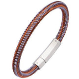 Autumn Burnt Orange Steel Cable Woven Mens Bracelet Alt View