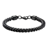 Italian Ice Black Four-Cornered Franco Chain Steel Bracelet