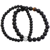 Black Onyx and Tigers Eye Mens Double Strand Bead Bracelet Alt View