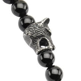 Dark Spear Tip  Steel Black Agate Mens Bead Necklace Close-up