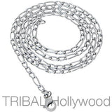 Mens LURE Chain Thin Width Stainless Steel Figaro Necklace