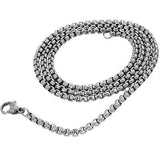 Box Chain Medium Width Steel Mens Box Link Necklace Chain