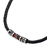 Steel Dragon Bead DROGON NECKLACE Black Braided Leather