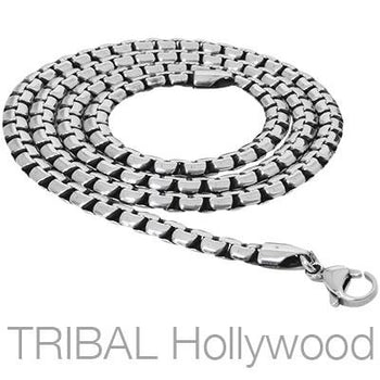 Mens Necklace THE PLAYHOUSE Flat Curb Link Steel Chain