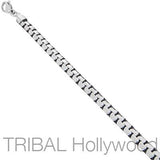 Mens Necklace THE PLAYHOUSE Flat Curb Link Steel Chain Flat View