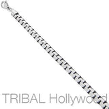 Mens Necklace THE PLAYHOUSE Flat Curb Link Steel Chain Flat View
