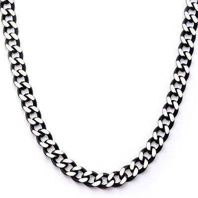 Men's Two-Tone Blue Stainless Steel Curb Link Chain Necklace - Walmart.com